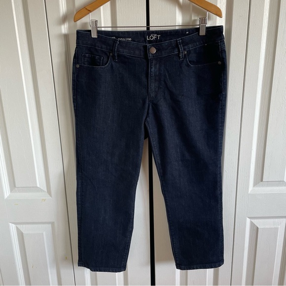 LOFT Denim - Loft Curvy Crop Jeans Pants Women’s 12 Dark Wash Blue Casual Boho Stretch EUC